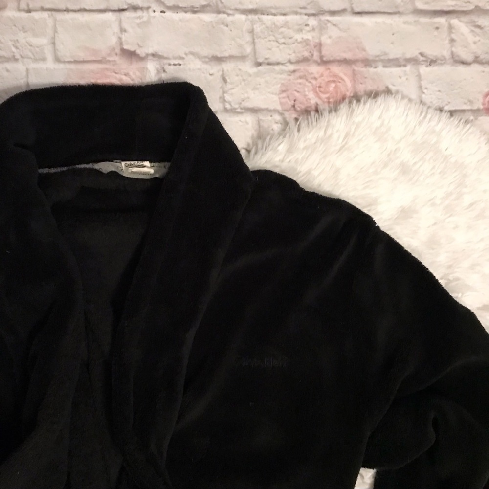Calvin Klein black plush robe.